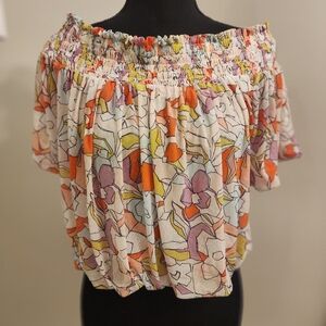 Free people floral off-shoulder top, size small